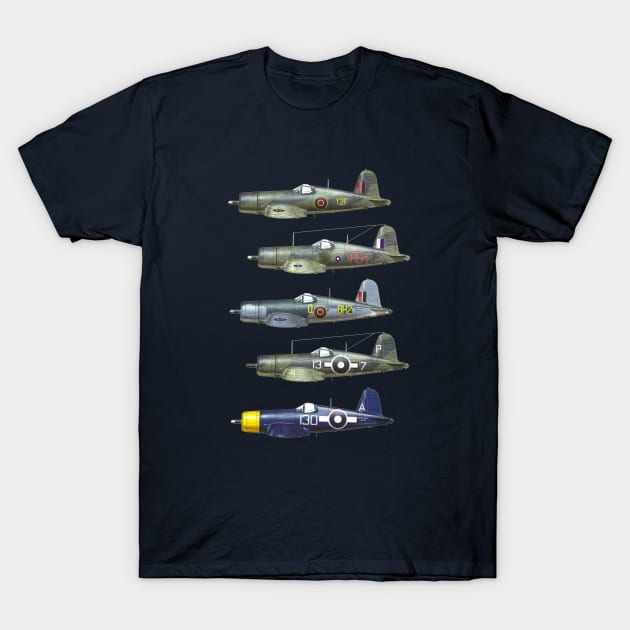 Vought F4U Corsair WWII Fighter plane T-Shirt by Jose Luiz Filho